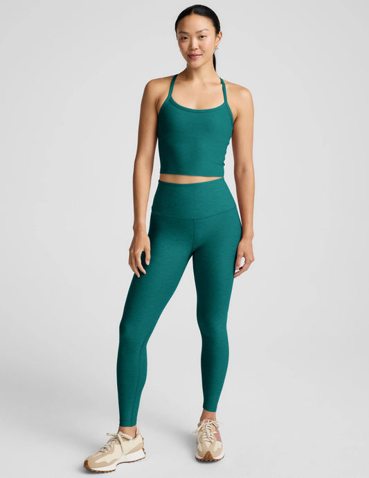 SPACEDYE CAUGHT IN THE MIDI HIGH WAISTED LEGGING teal sea heather