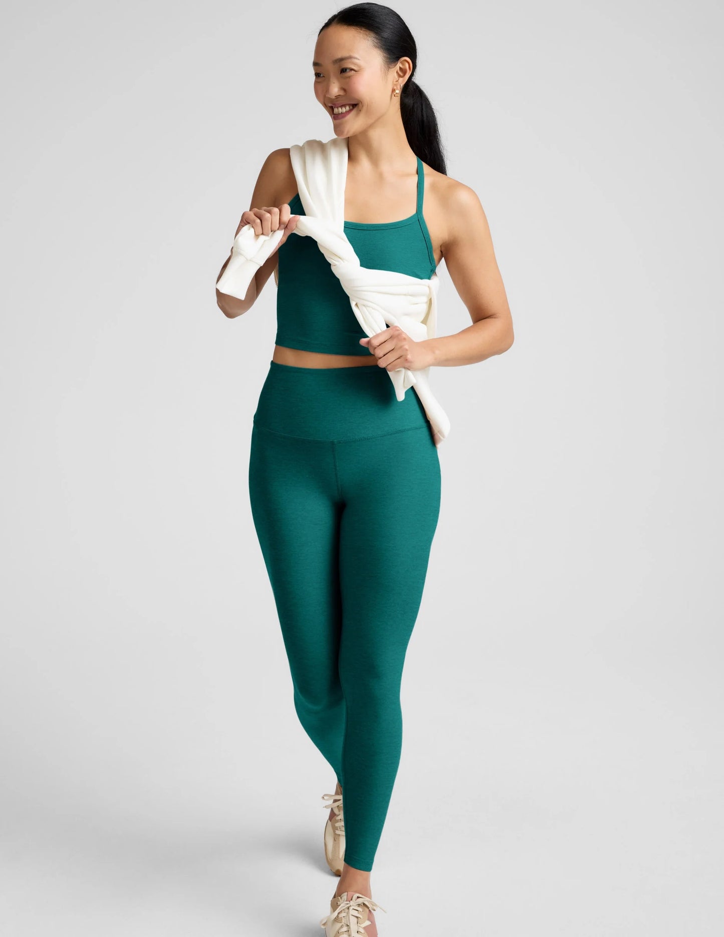 SPACEDYE CAUGHT IN THE MIDI HIGH WAISTED LEGGING teal sea heather