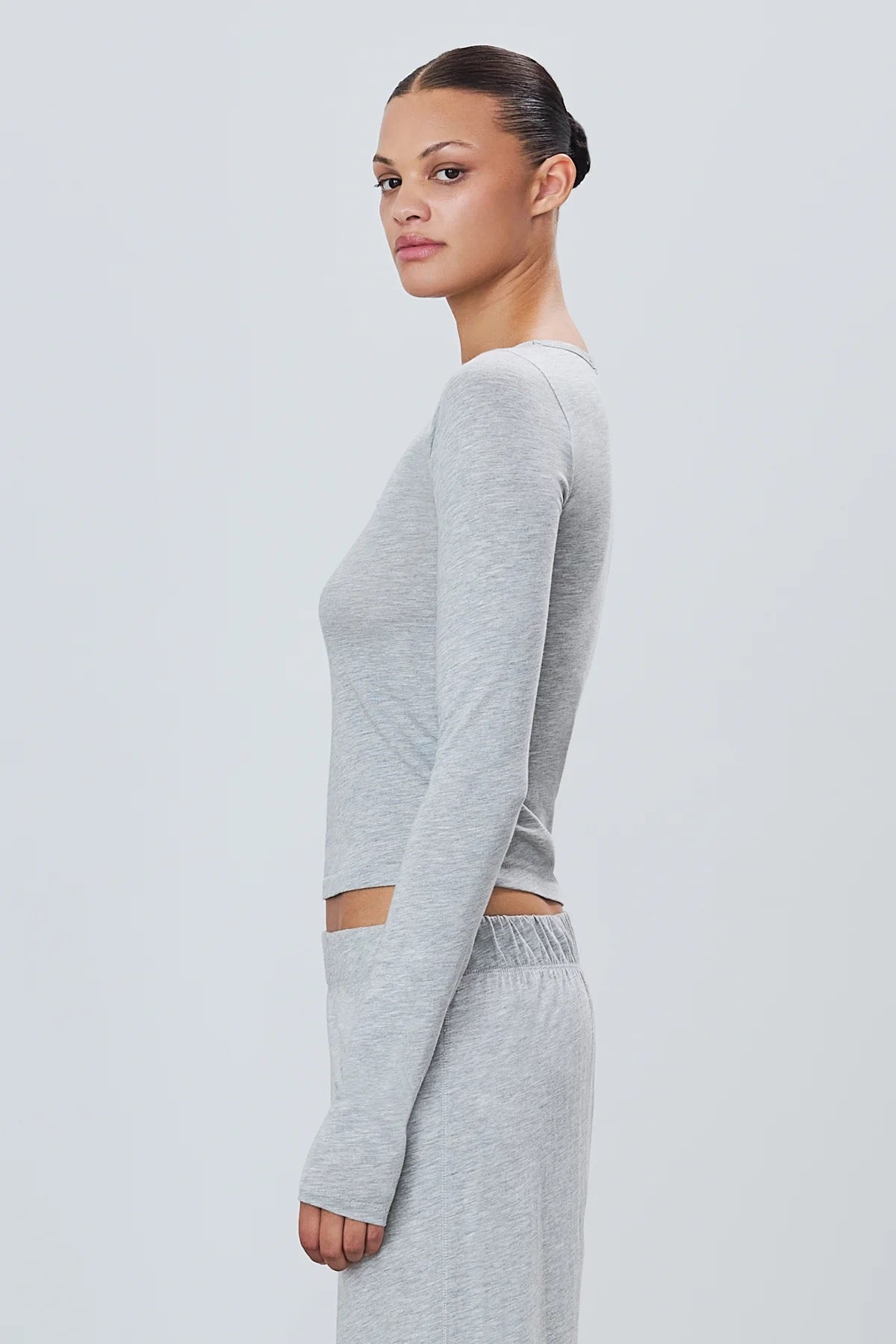 FITTED CREWNECK LONG SLEEVE heather grey