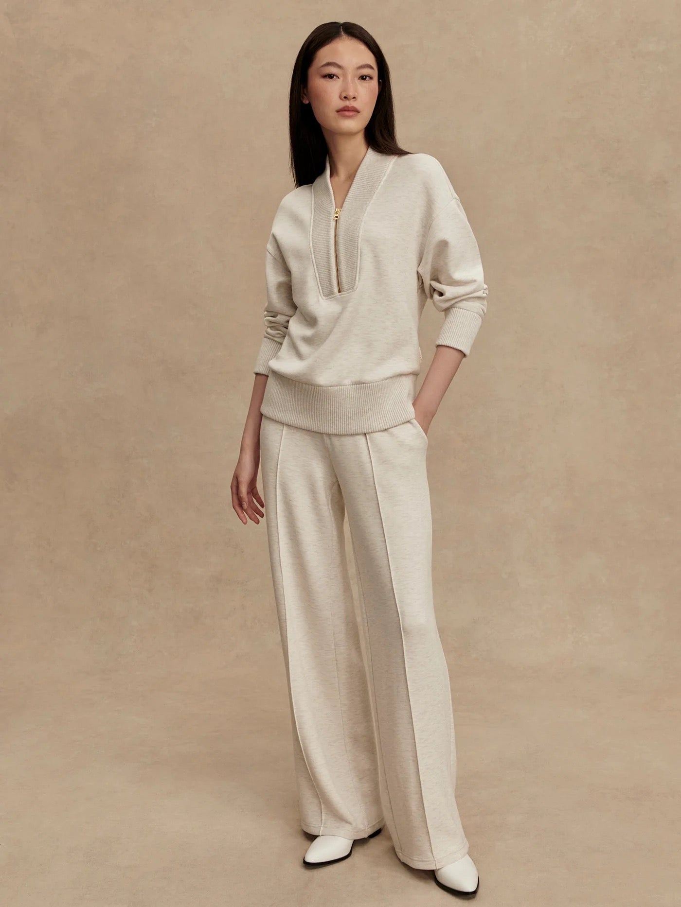 WIDE LEG PANT 28 ivory marl