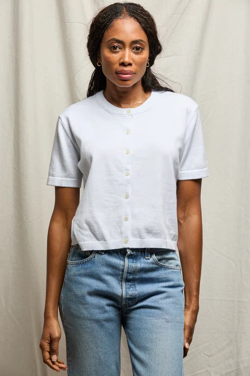 MAUDE SHORT SLEEVE CARDIGAN white