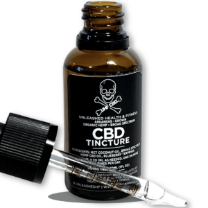 Unleashed Health and Fitness branded CBD tincture.